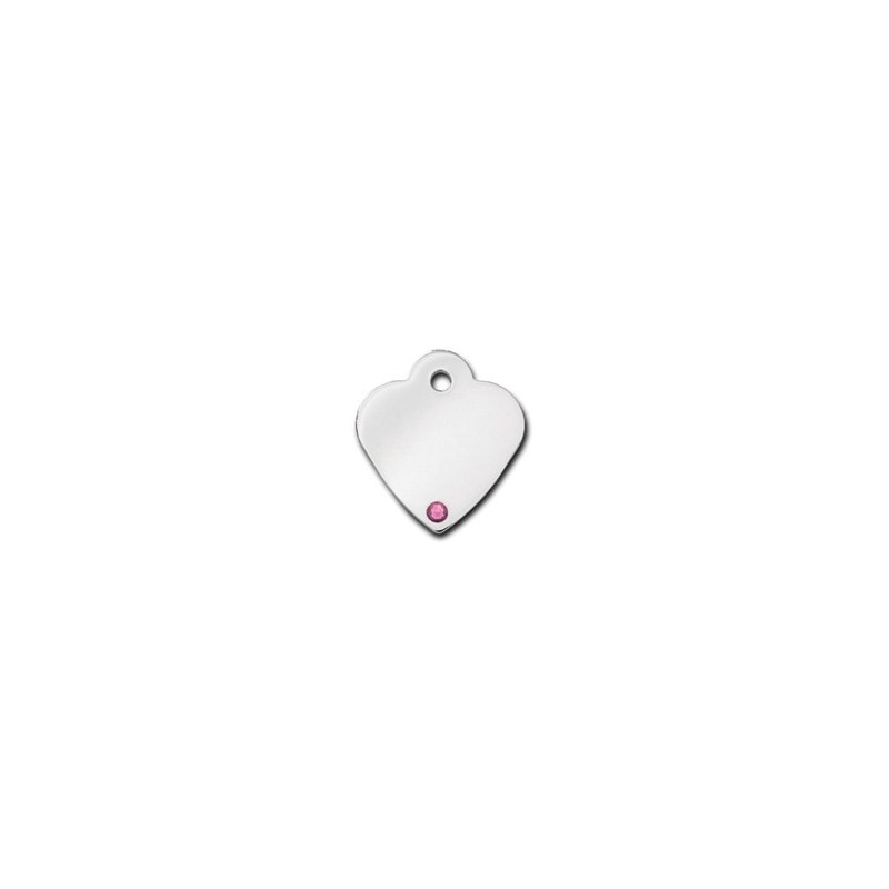 Heart ID Tag Small with pink Tourmaline Stone - October Heart ID Tag Small with pink Tourmaline Stone - October