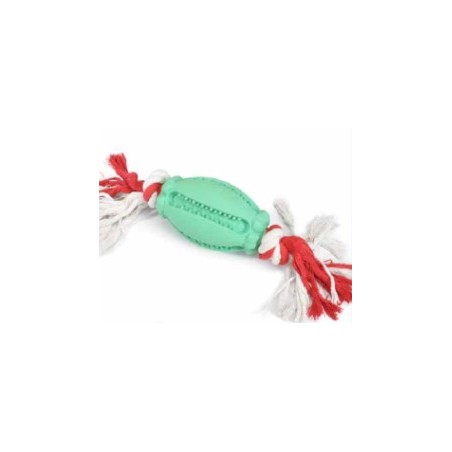 Rubber Toy with Red and White Rope