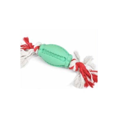 Rubber Toy with Red and White Rope