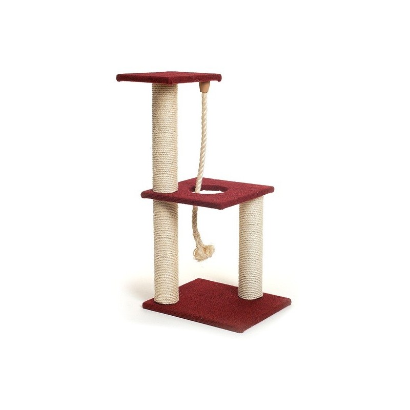 Scratching post with 3 boards and rope
