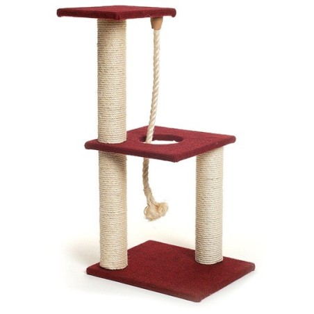 Scratching post with 3 boards and rope