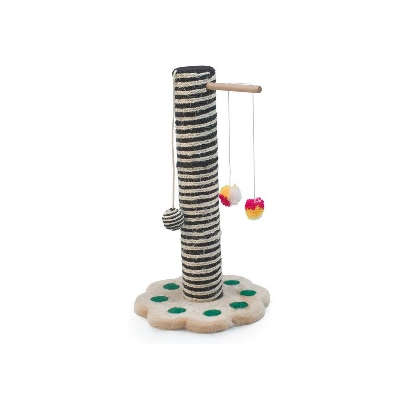 “Two-colours” scratching post with cat toys