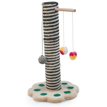 “Two-colours” scratching post with cat toys