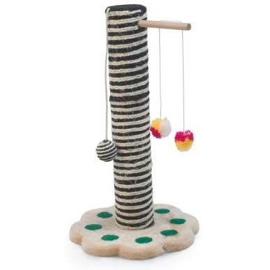 “Two-colours” scratching post with cat toys