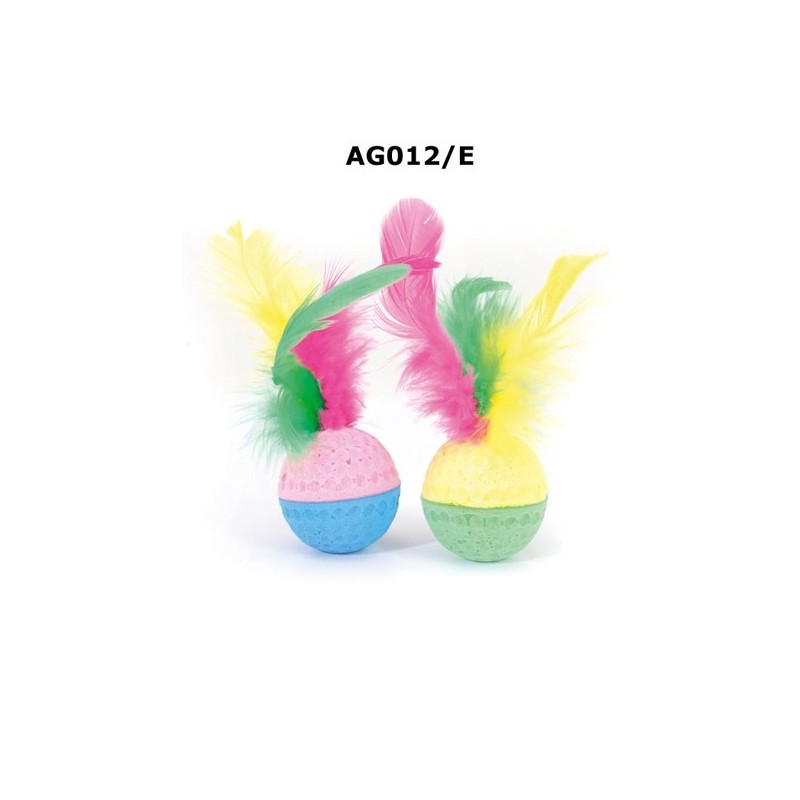 Sponge cat football toy with feather - 6cm Sponge cat football toy with feather - 6cm