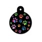 Large Black Circle ID Tag with Paws Large Black Circle ID Tag with Paws