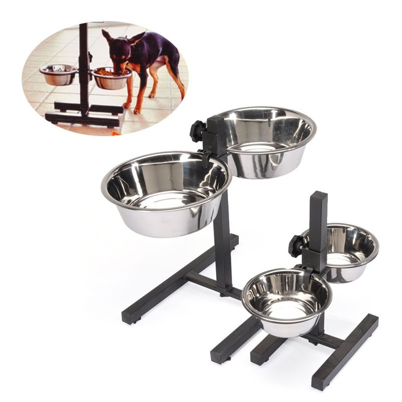 Bowl stand with adjustable height level.
