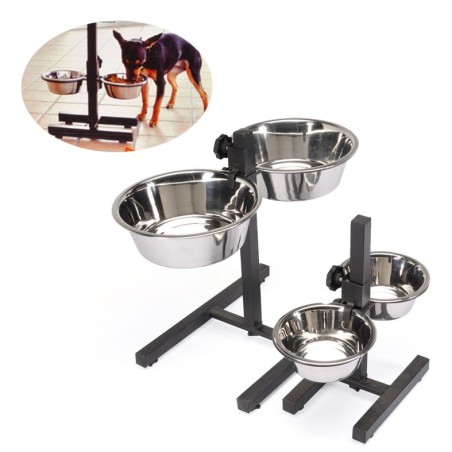Bowl stand with adjustable height level.