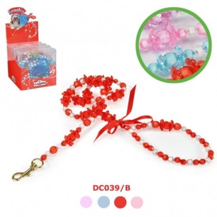Stylish leash with pearls & flowers