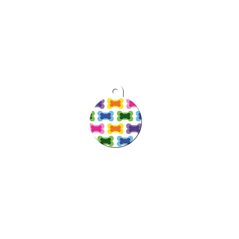 Large Colorful Circle ID Tag with Bones Large Colorful Circle ID Tag with Bones