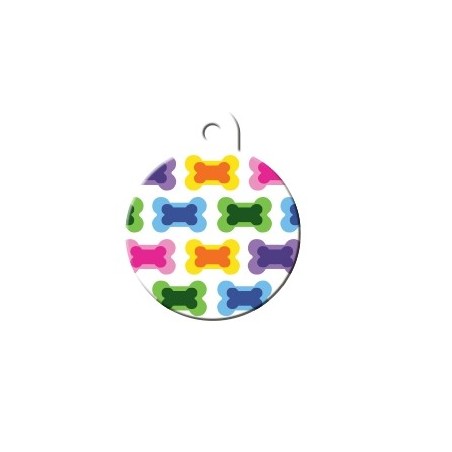 Large Colorful Circle ID Tag with Bones