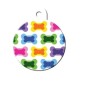 Large Colorful Circle ID Tag with Bones Large Colorful Circle ID Tag with Bones
