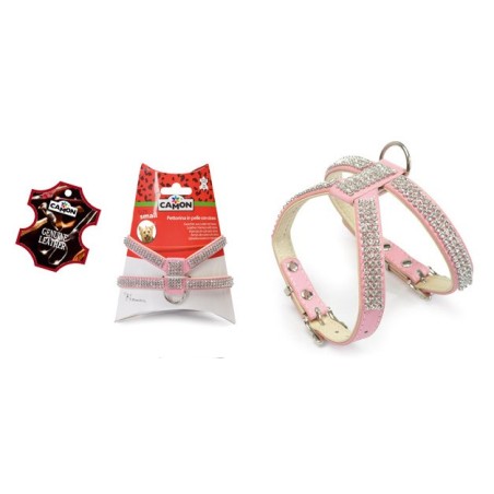 Pink Leather Collar with Strass