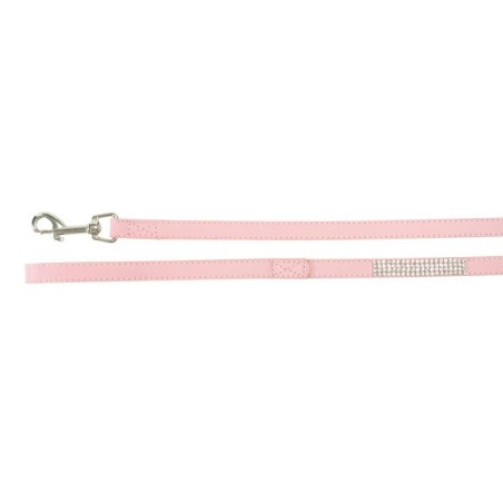 Pink Leather Leash with Strass