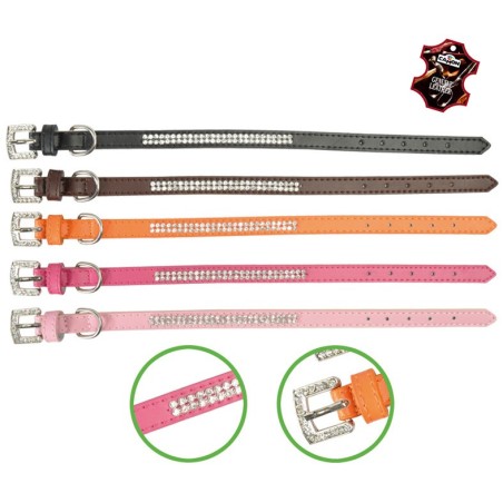 Leather Collar with Strass