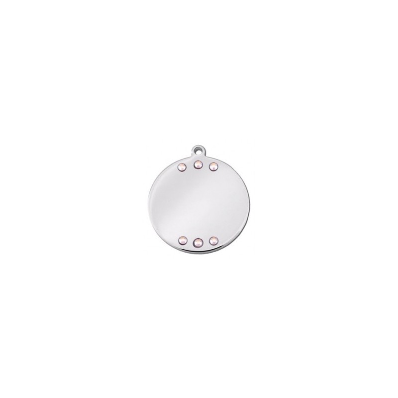 Silver Circle ID Tag with 6 Rhinestones Silver Circle ID Tag with 6 Rhinestones