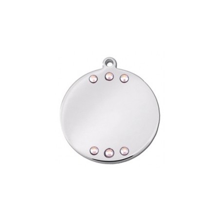 Silver Circle ID Tag with 6 Rhinestones