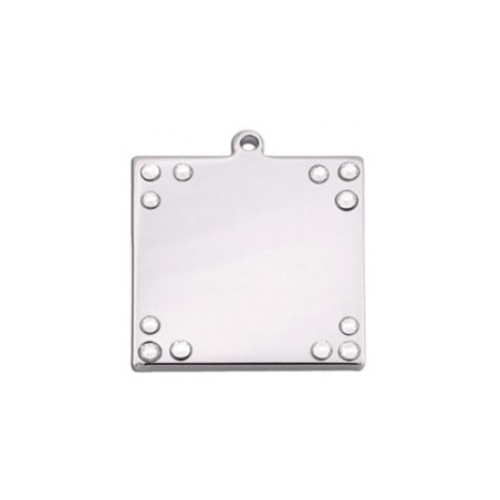 Square ID Tag with Rhinestones