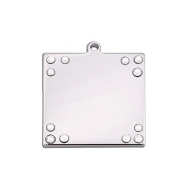 Square ID Tag with Rhinestones