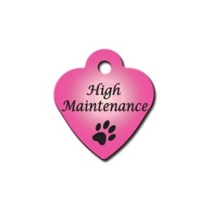 Small Pink Heart Tag with "High Maintenance" 