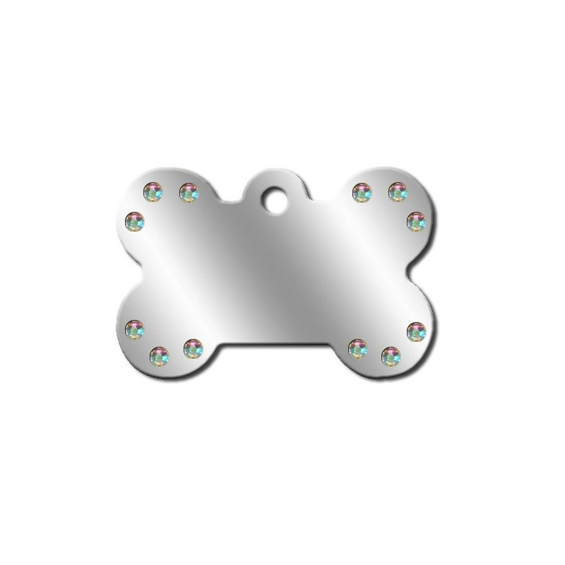 Large Bone ID Tag with Aurora Stones Large Bone ID Tag with Aurora Stones