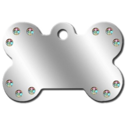Large Bone ID Tag with Aurora Stones