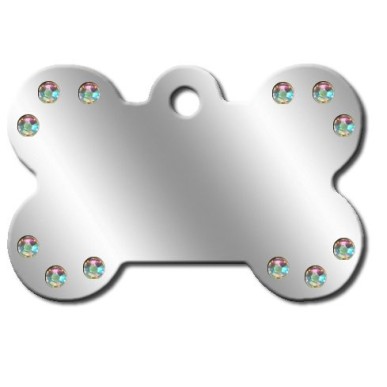 Large Bone ID Tag with Aurora Stones