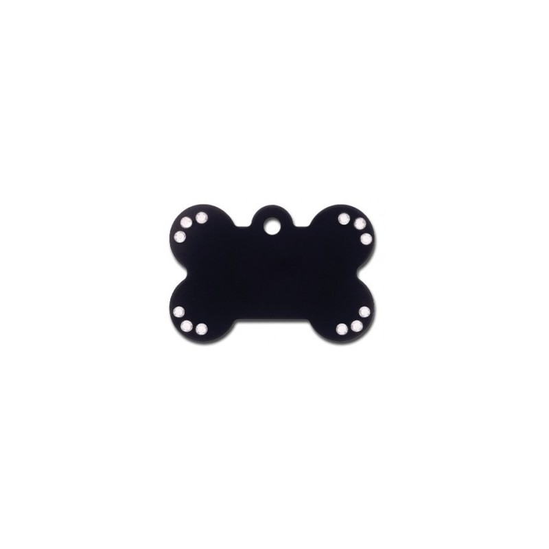 Black Anodized Bone ID Tag with Clear Stones Black Anodized Bone ID Tag with Clear Stones