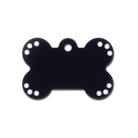 Black Anodized Bone ID Tag with Clear Stones