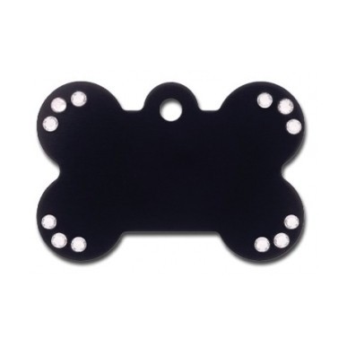 Black Anodized Bone ID Tag with Clear Stones