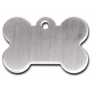 Large Brushed Chrome Bone ID Tag  