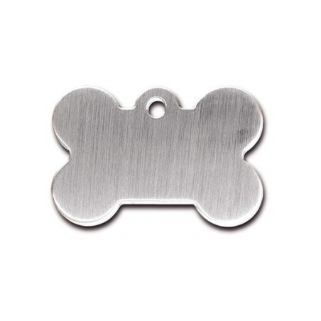 Large Brushed Chrome Bone ID Tag  