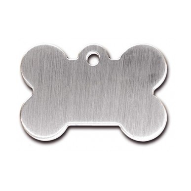 Large Brushed Chrome Bone ID Tag  