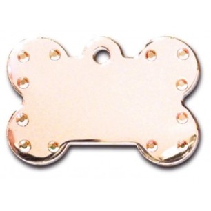 Large Rose Gold Bone ID Tag with Aurora Stones