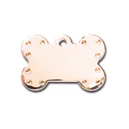 Large Rose Gold Bone ID Tag with Aurora Stones