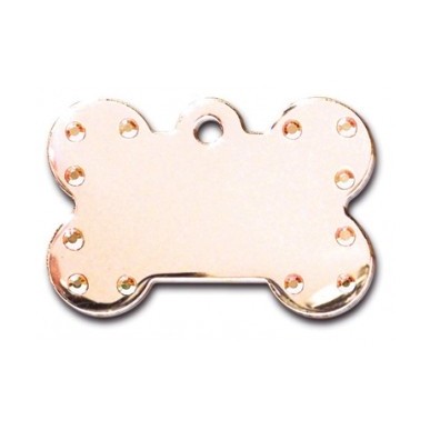 Large Rose Gold Bone ID Tag with Aurora Stones