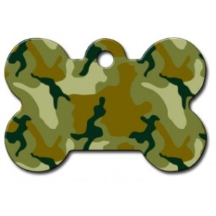Large Green Camouflage Bone ID Tag