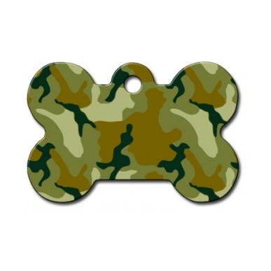 Large Green Camouflage Bone ID Tag