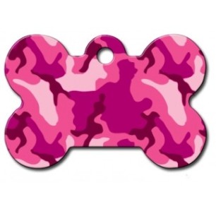 Large Pink Camouflage Bone ID Tag