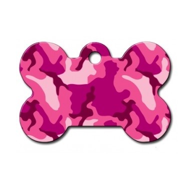 Large Pink Camouflage Bone ID Tag