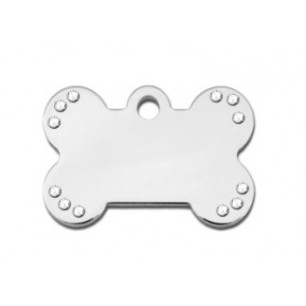 Small Bone ID Tag with Clear Stones