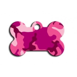 Small Pink Camouflage Bone ID Tag