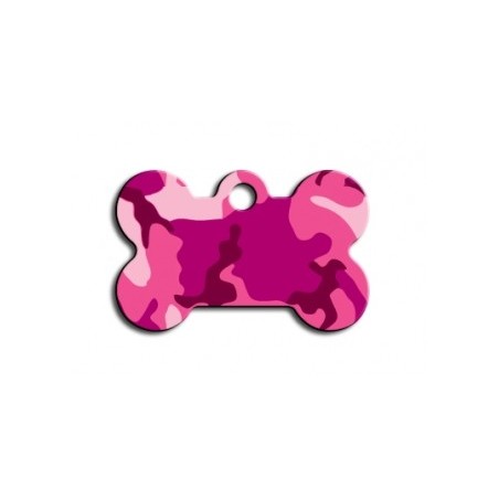 Small Pink Camouflage Bone ID Tag