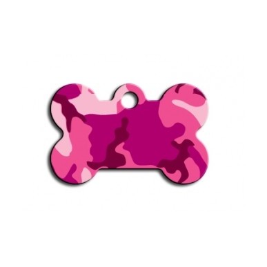 Small Pink Camouflage Bone ID Tag