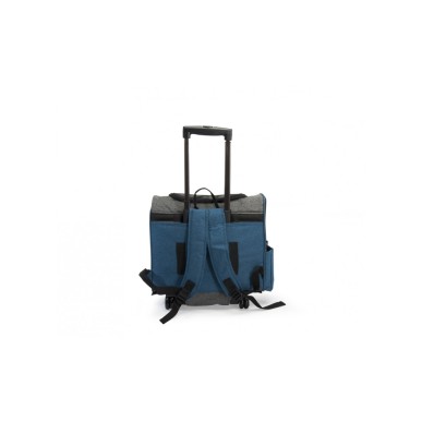 Blue and grey pet carrier with 2 front pockets
