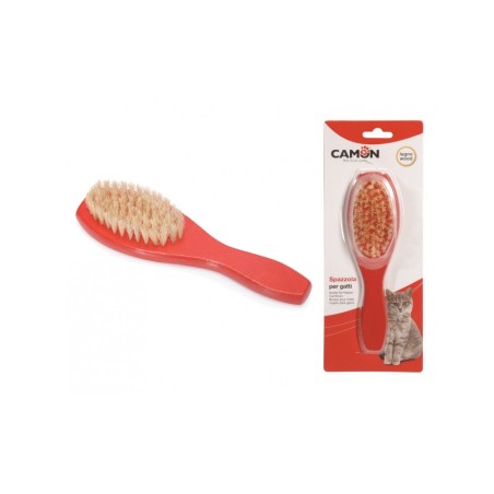 Pin brush for cats with wood handle