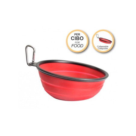 Collapsible slanted travel bowl for food