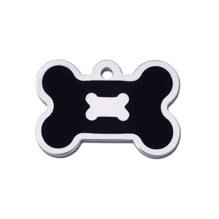 Chrome Bone ID Tag with Black Epoxy