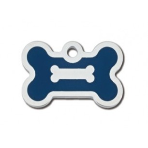 Chrome Bone ID Tag with Blue Epoxy
