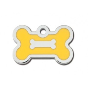 Chrome Bone ID Tag with Yellow Epoxy